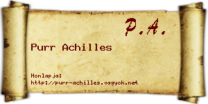 Purr Achilles névjegykártya